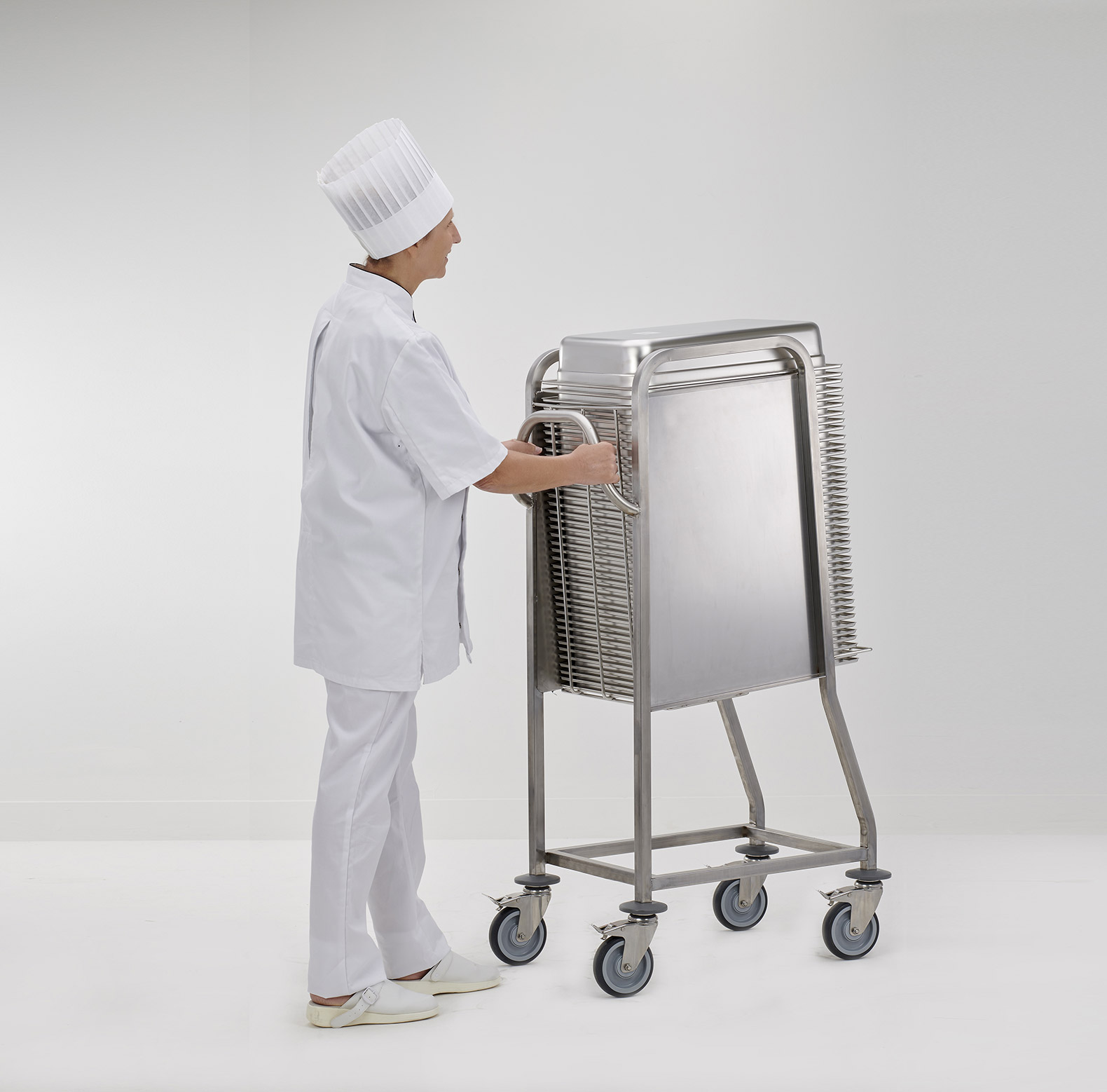 CHARIOTS DE TRANSPORT/STOCKAGE DE BACS INOX