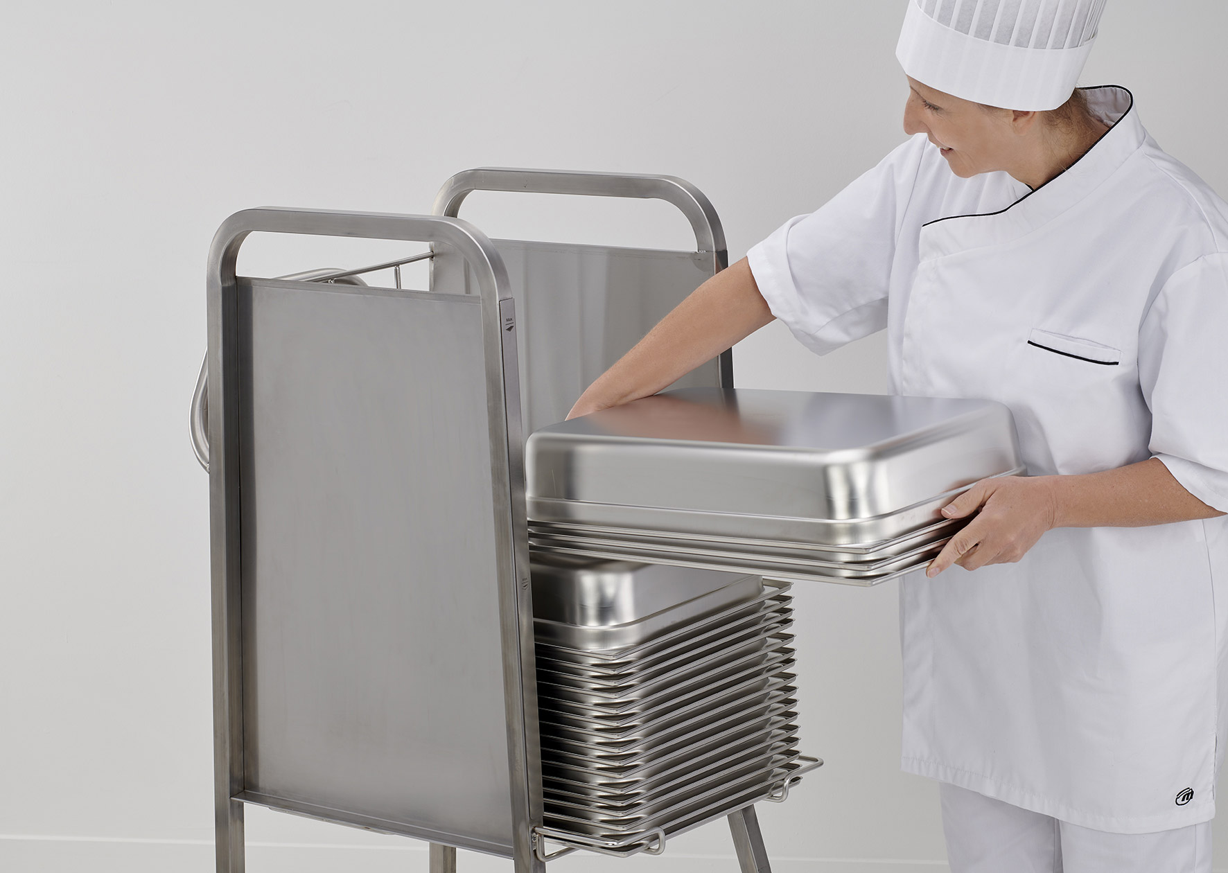 CHARIOTS DE TRANSPORT/STOCKAGE DE BACS INOX