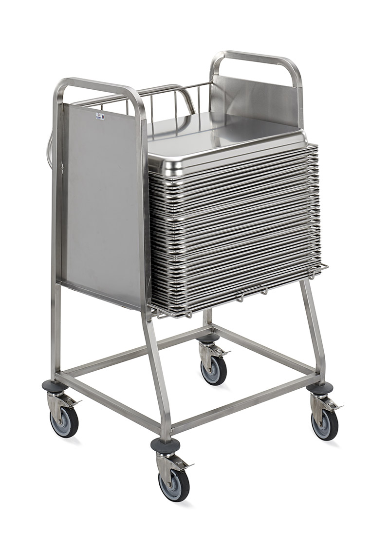 CHARIOTS DE TRANSPORT/STOCKAGE DE BACS INOX