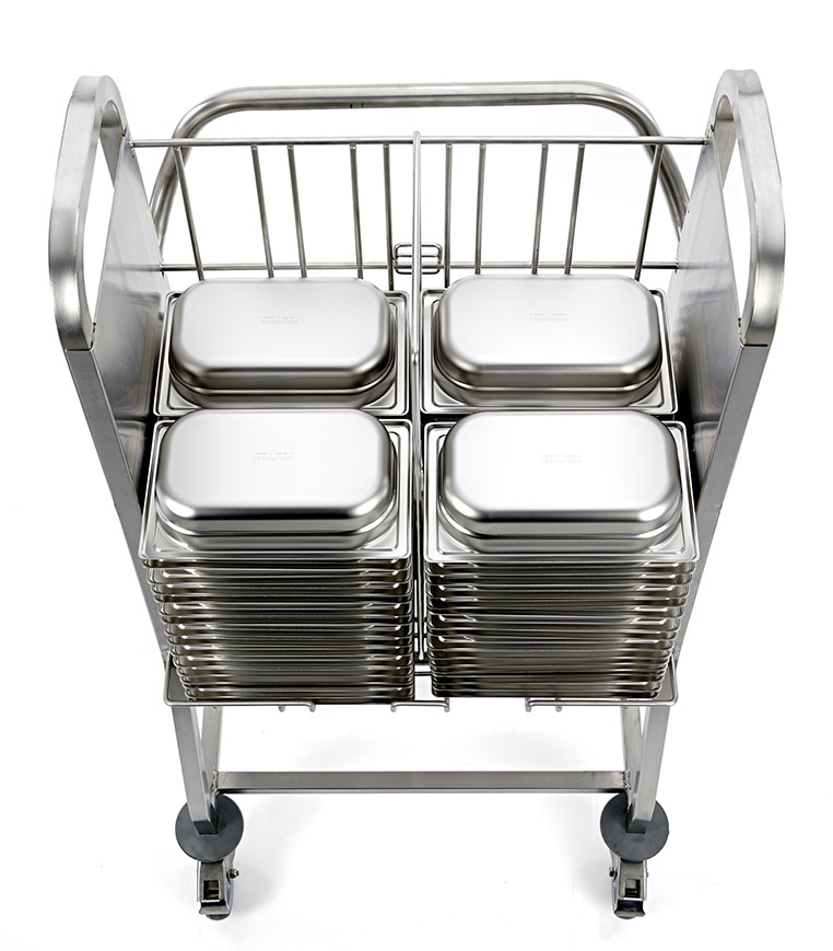 CHARIOTS DE TRANSPORT/STOCKAGE DE BACS INOX